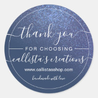 Diagonal Navy Blue Glitter Gradient Thank You