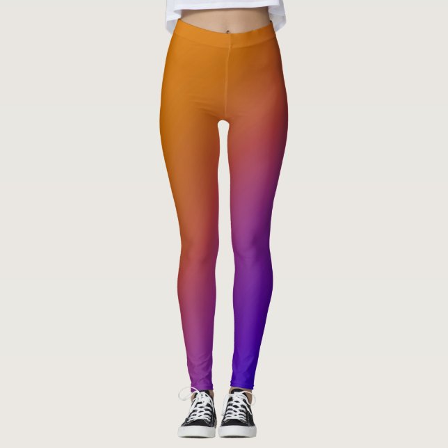 Diagonal Ombre Orange Leggings (Front)