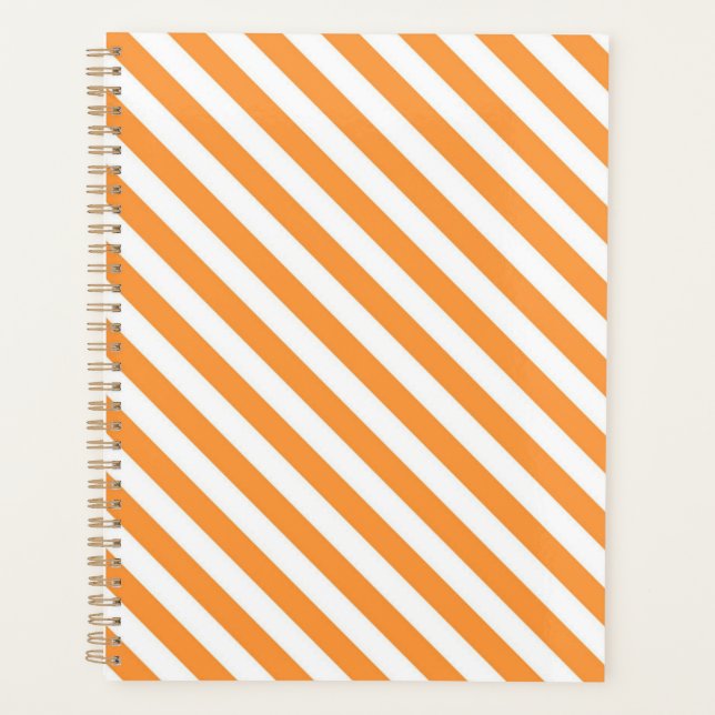 Diagonal orange and white stripes pattern planner (Front)
