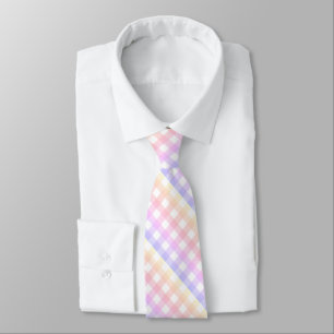 Diagonal Pastel Rainbow Chequerboard Tie