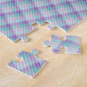 Diagonal Pastel Toned Plaid Jigsaw Puzzle