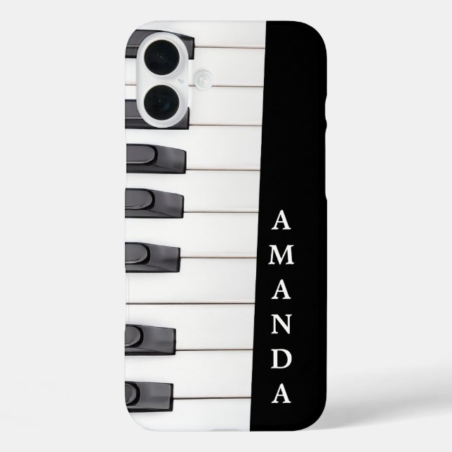 Diagonal Piano Keys with Vertical Name Case-Mate iPhone Case (Back)