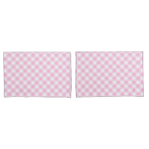 Diagonal Pink and White Gingham Pattern Pillowcase