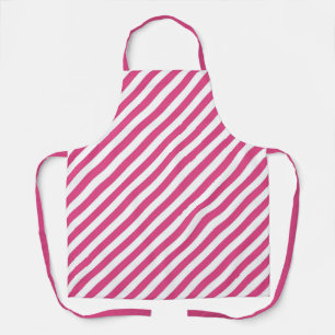Diagonal pink and white stripes pattern apron