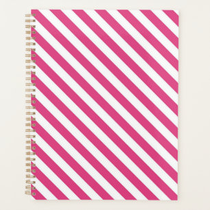 Diagonal pink and white stripes pattern planner