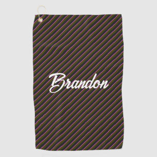 Diagonal pink, brown and black stripes golf towel