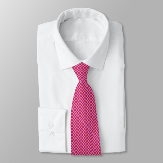 diagonal pink polka dots Thunder_Cove Tie (Tied)