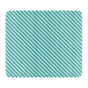 Diagonal pinstripes - aqua and navy cutting board