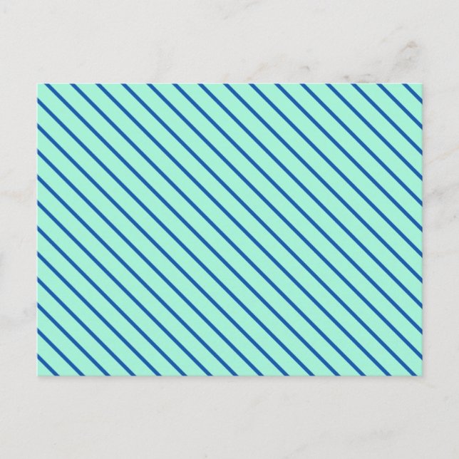 Diagonal pinstripes - aqua  and navy postcard (Front)