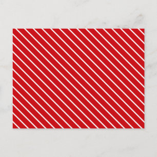 Diagonal pinstripes - deep red and white postcard