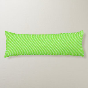 Diagonal pinstripes - lime green and white body cushion