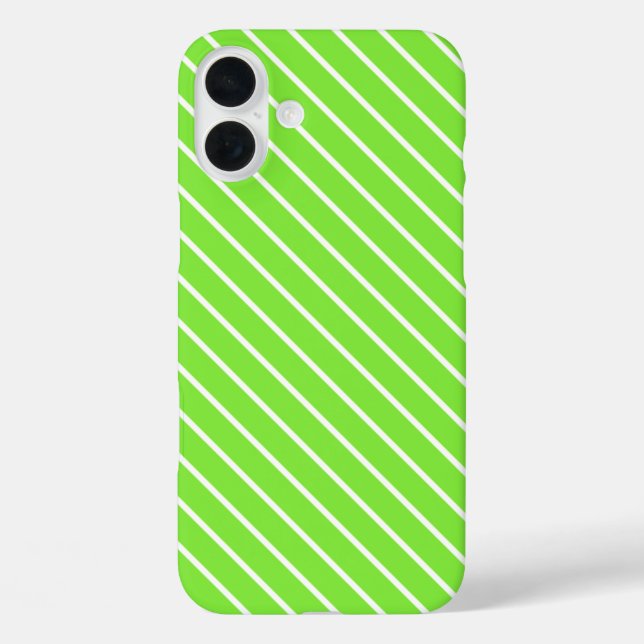 Diagonal pinstripes - lime green and white Case-Mate iPhone case (Back)