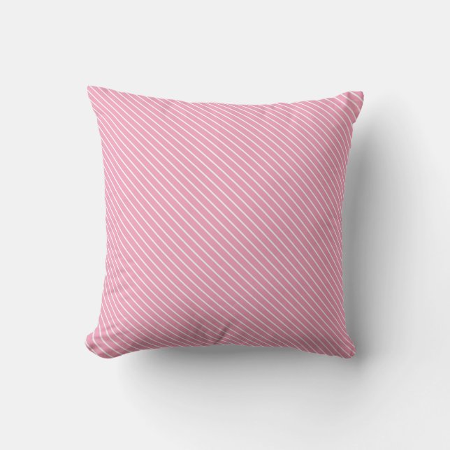 Diagonal pinstripes - shell pink and white cushion (Front)