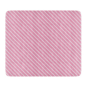 Diagonal pinstripes - shell pink and white cutting board