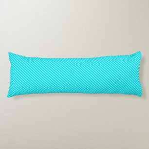 Diagonal pinstripes - turquoise and white body cushion