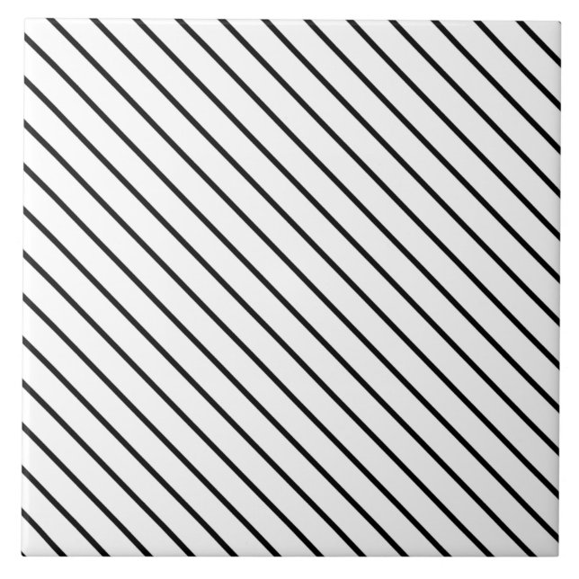 Diagonal pinstripes - white and black ceramic tile (Front)