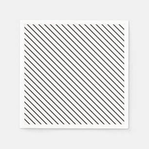 Diagonal pinstripes - white and black napkin