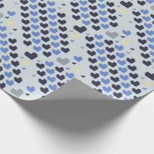 Diagonal Pixel Heart Pattern Wrapping Paper