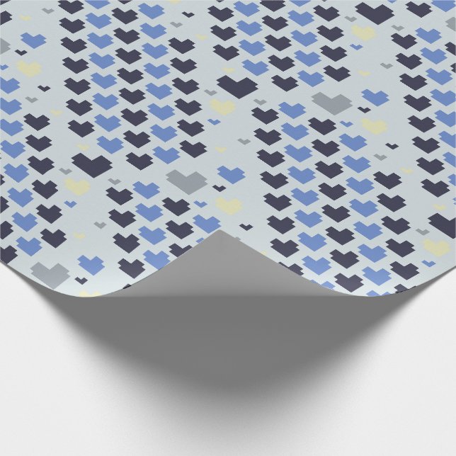 Diagonal Pixel Heart Pattern Wrapping Paper (Corner)