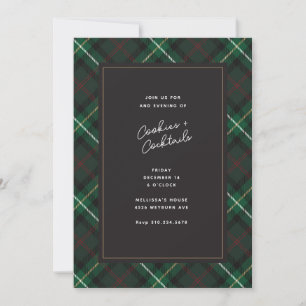 Diagonal Plaid Christmas Party Invitation