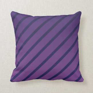 Diagonal Purple and Deep Blue Stripes Cushion