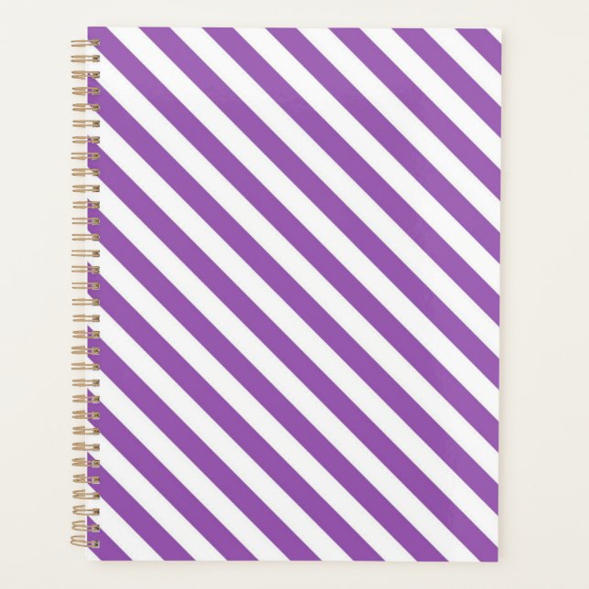Diagonal purple and white stripes pattern planner (Front)