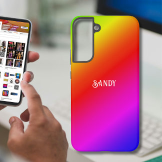 Diagonal Rainbow Coloured Gradient Add Name Samsung Galaxy Case