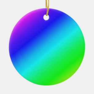 Diagonal Rainbow Gradient Blue to Green Ceramic Tree Decoration