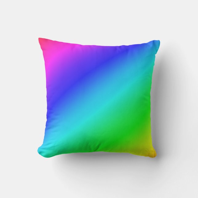 Diagonal Rainbow Gradient Blue to Green Cushion (Front)