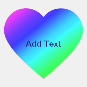 Diagonal Rainbow Gradient Blue to Green Heart Sticker