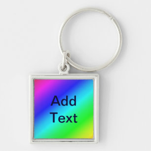 Diagonal Rainbow Gradient Blue to Green Key Ring