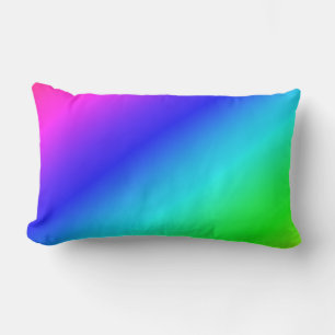 Diagonal Rainbow Gradient Blue to Green Lumbar Cushion