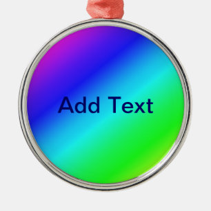 Diagonal Rainbow Gradient Blue to Green Metal Ornament