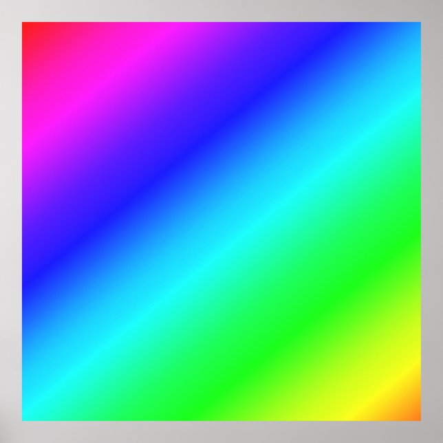 Diagonal Rainbow Gradient Blue to Green Poster (Front)