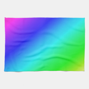 Diagonal Rainbow Gradient Blue to Green Tea Towel