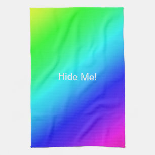 Diagonal Rainbow Gradient Blue to Green Tea Towel