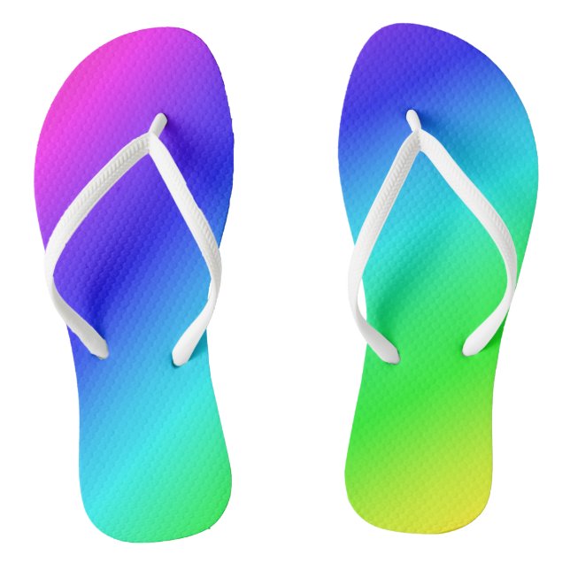 Diagonal Rainbow Gradient Blue to Green Thongs (Footbed)