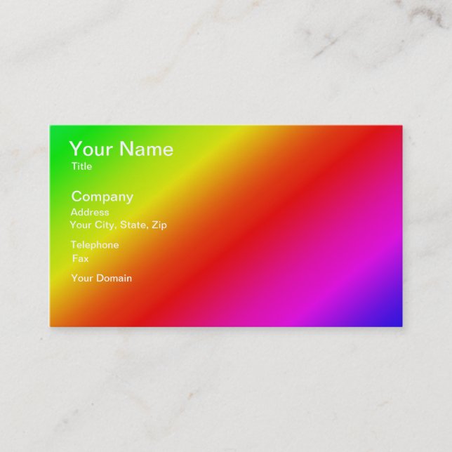 Diagonal Rainbow Gradient Red to Green Business Card (Front)