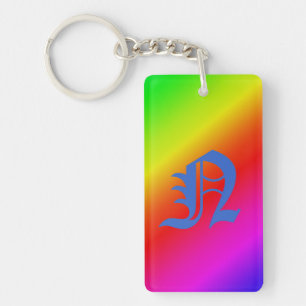 Diagonal Rainbow Gradient Red to Green Key Ring