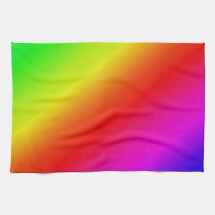 Diagonal Rainbow Gradient Red to Green Tea Towel
