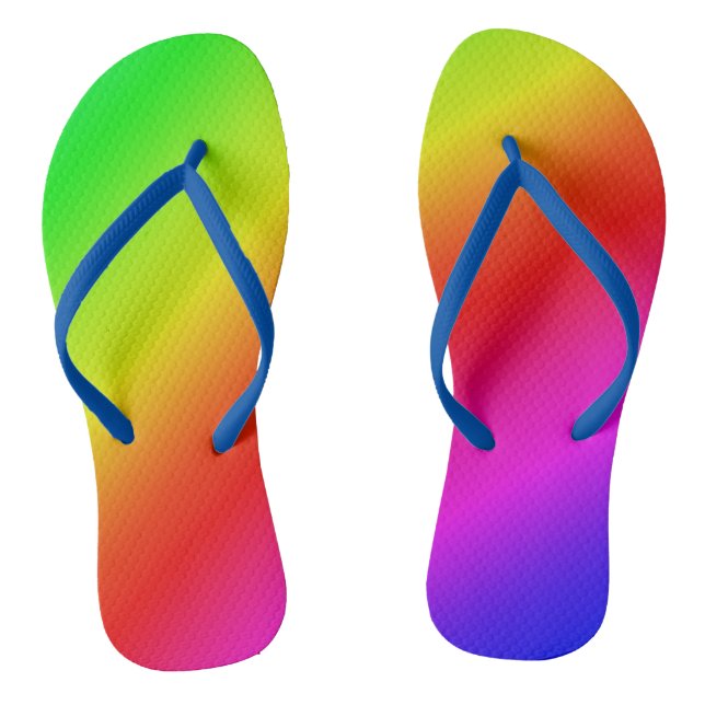 Diagonal Rainbow Gradient Red to Green Thongs (Footbed)