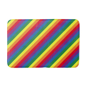 Diagonal Rainbow Pattern Bath Mat