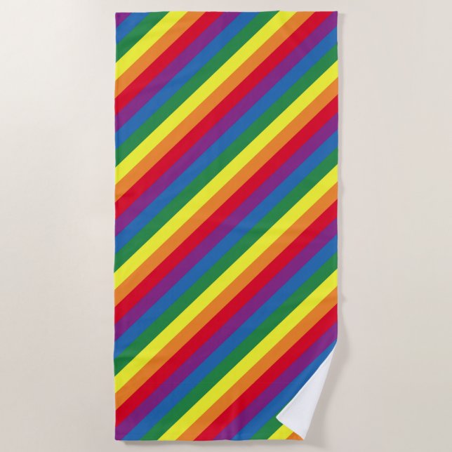 Diagonal Rainbow Pattern Beach Towel (Front)