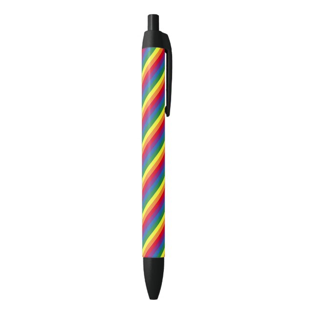 Diagonal Rainbow Pattern Black Ink Pen (Bottom (Vertical))