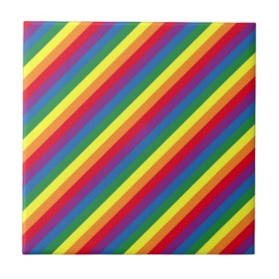 Diagonal Rainbow Pattern Ceramic Tile