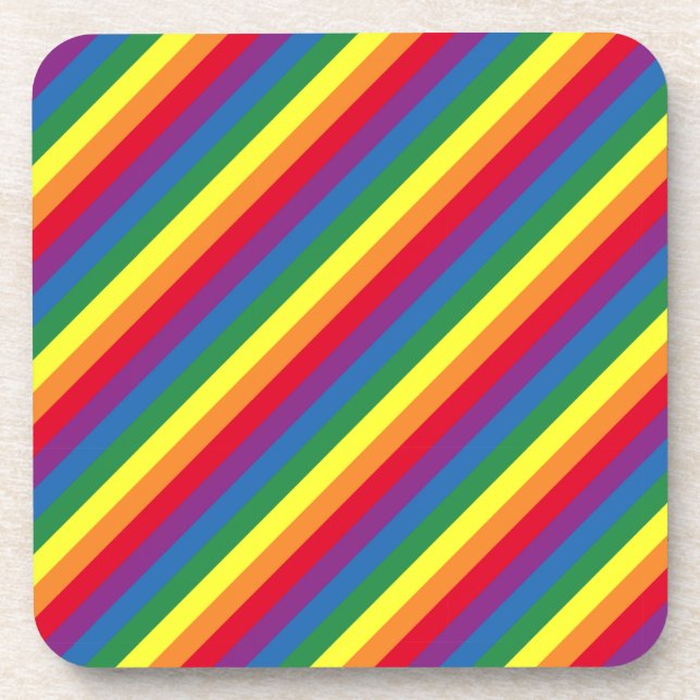 Diagonal Rainbow Pattern Coaster (Front)