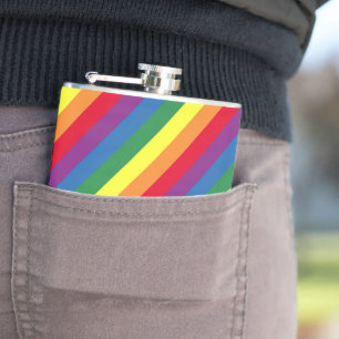 Diagonal Rainbow Pattern Hip Flask
