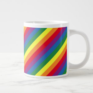 Diagonal Rainbow Pattern Large Coffee Mug