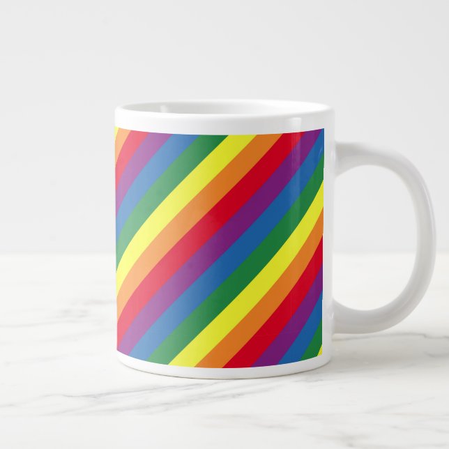 Diagonal Rainbow Pattern Large Coffee Mug (Right)