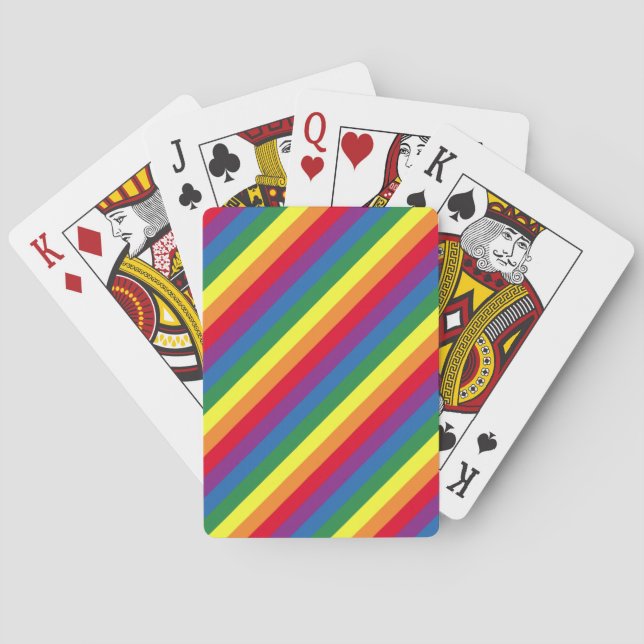 Diagonal Rainbow Pattern Playing Cards (Back)